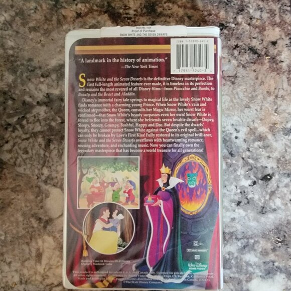 Disney's Snow White and the Seven Dwarfs Masterpiece Collection VHS - Picture 2 of 3